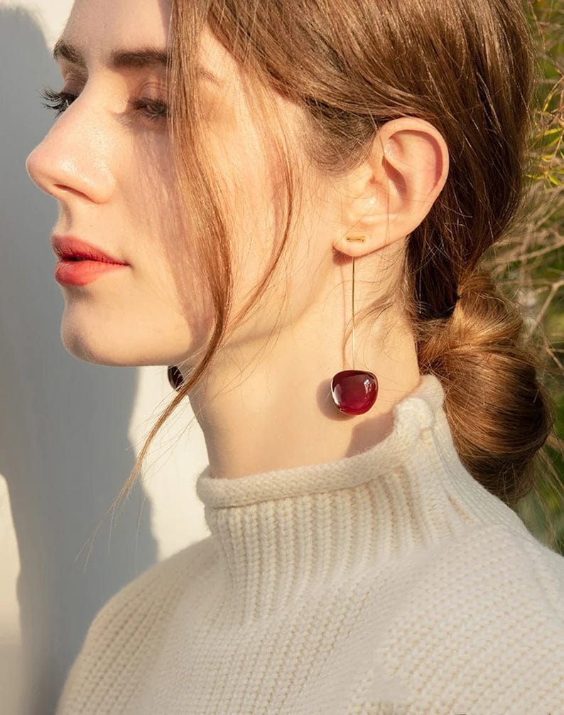 Lively® Boucles Rouge Sombre Boucles d'oreilles Fruits du Printemps | Lively®